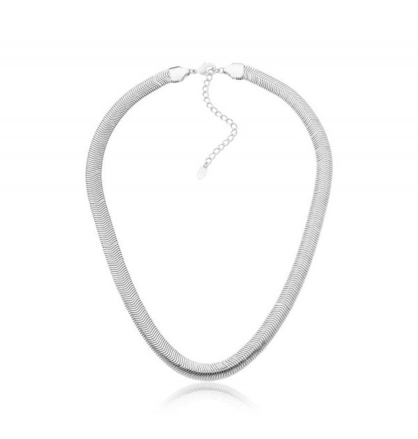 Chocker Malha snake grossa ródio branco