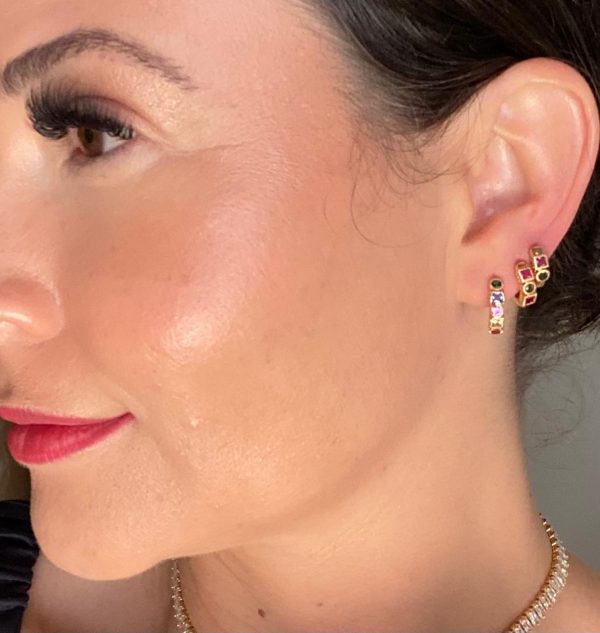 Trio de argolinhas collors douradas