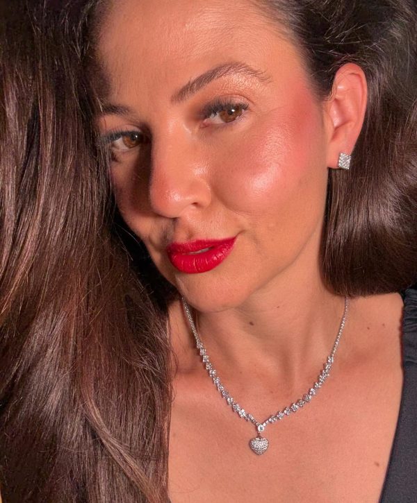 Conj coração apaixonado prateado