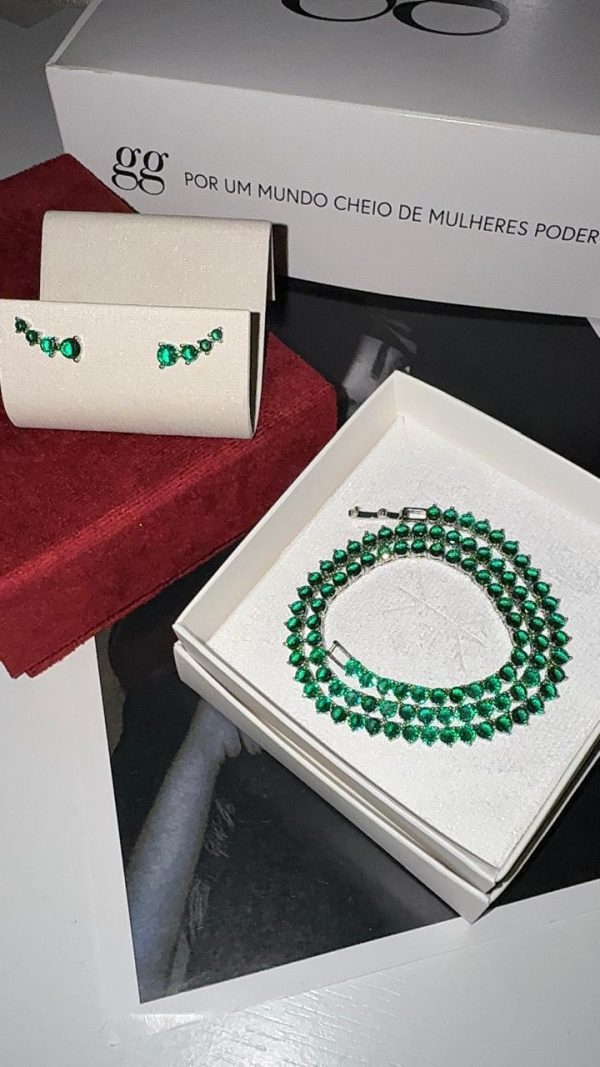 Kit Riviera Luxo Esmeralda +brincos