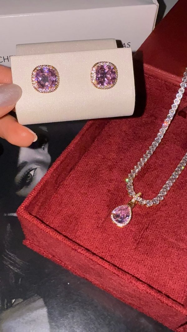 Pingente + brincos Gota Brilho de Amor