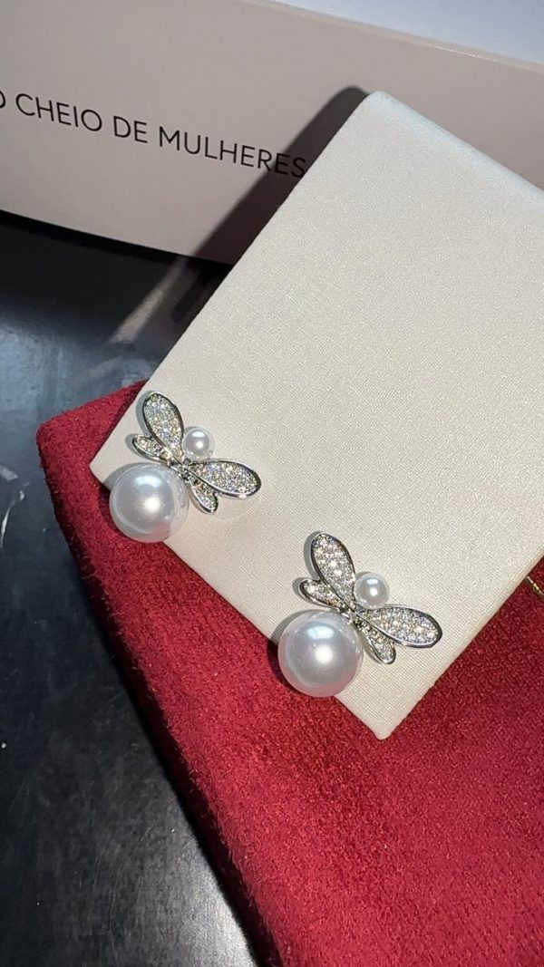 Brincos Libélula de Pérola